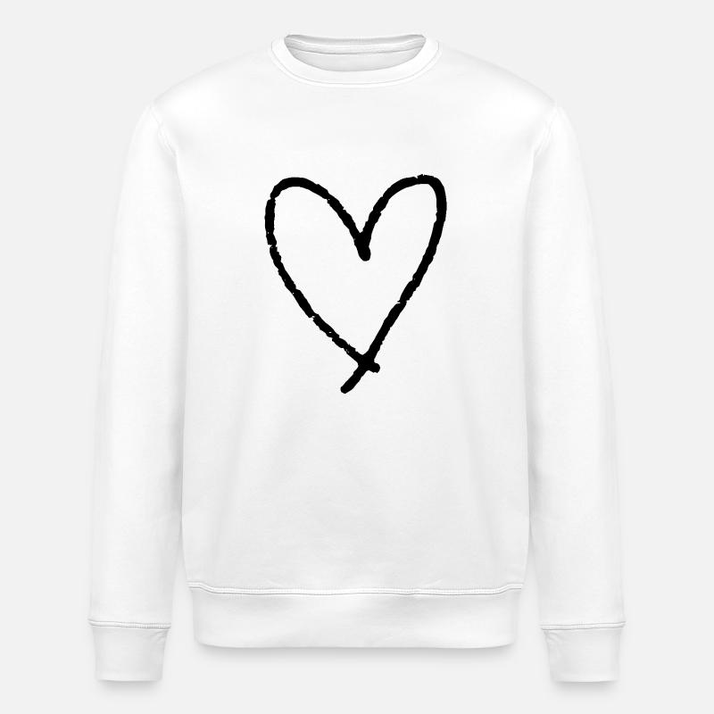 Coeur dessiné Saint-Valentin - Sweat bio ROLLER Stanley/Stella Unisexe - blanc