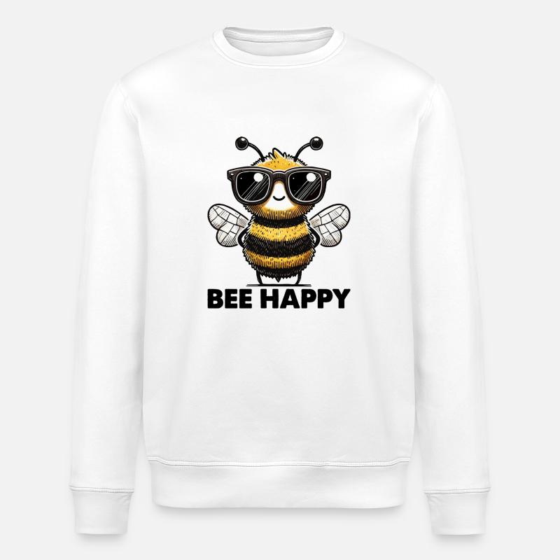 biene bee happy - Stanley/Stella Unisex Bio-Sweatshirt ROLLER - Weiß