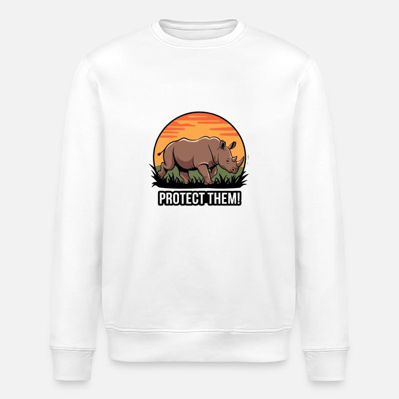 BESCHÜTZE SIE, RHINO - Stanley/Stella Unisex Bio-Sweatshirt ROLLER - Weiß