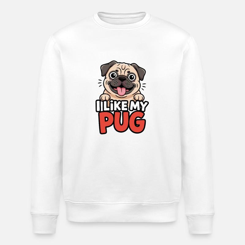 J’aime mon chien carlin Love - Sweat bio ROLLER Stanley/Stella Unisexe - blanc