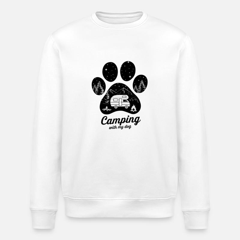 Camping Abenteuer mit Hund - Stanley/Stella Unisex Bio-Sweatshirt ROLLER - Weiß