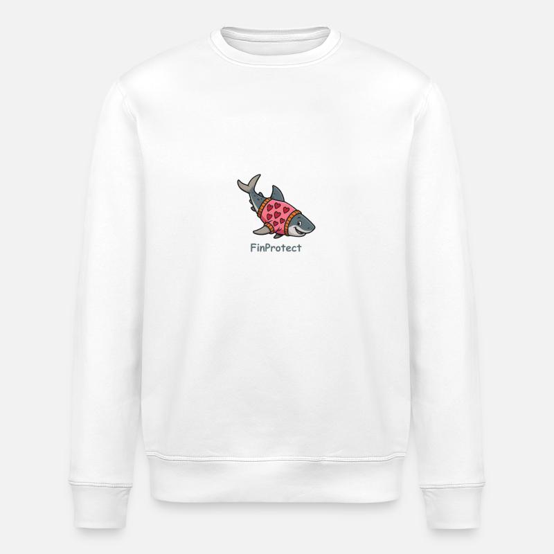 Comic Hai mit Herzpullover - Stanley/Stella Unisex Bio-Sweatshirt ROLLER - Weiß