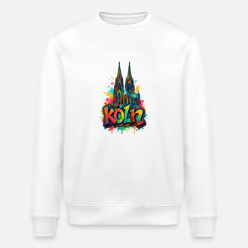 Cologne Cathedral Graffiti Style - Stanley/Stella ROLLER Unisex Organic Sweatshirt - white