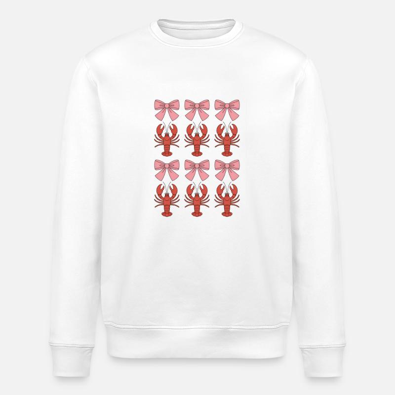 Coquette Lobster Bows Pattern - Stanley/Stella ROLLER Unisex Organic Sweatshirt - white
