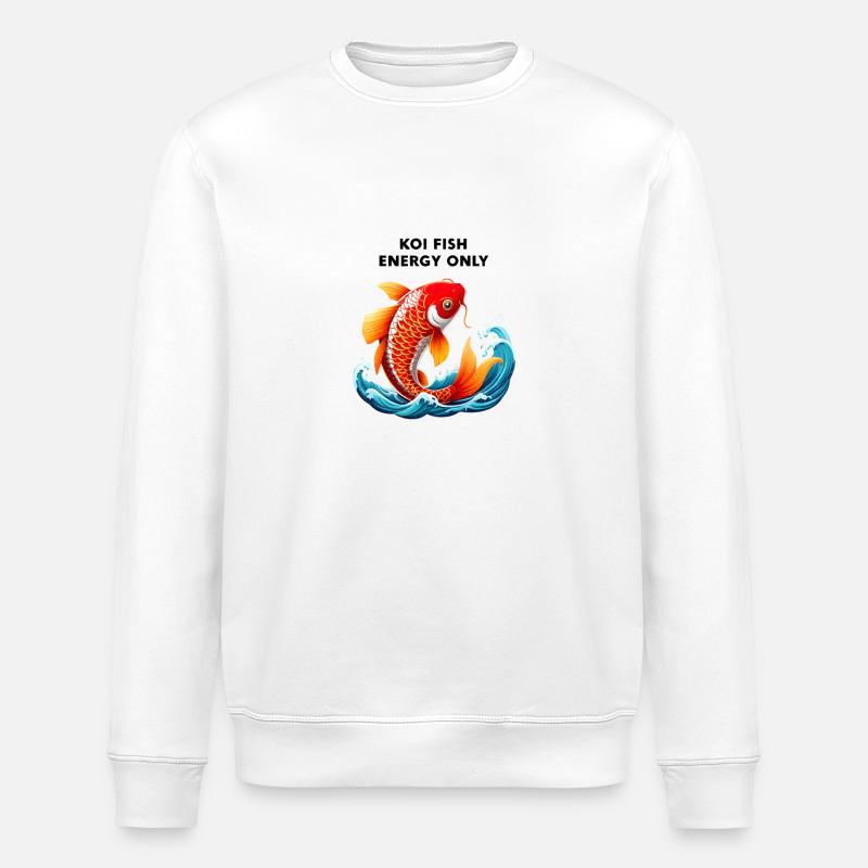 Koi Fish Energy Only - Stanley/Stella ROLLER Unisex Organic Sweatshirt - white