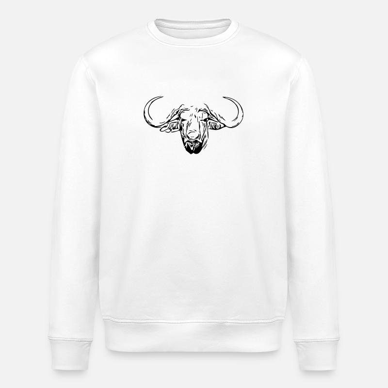 Buffles d’eau tête - Sweat bio ROLLER Stanley/Stella Unisexe - blanc