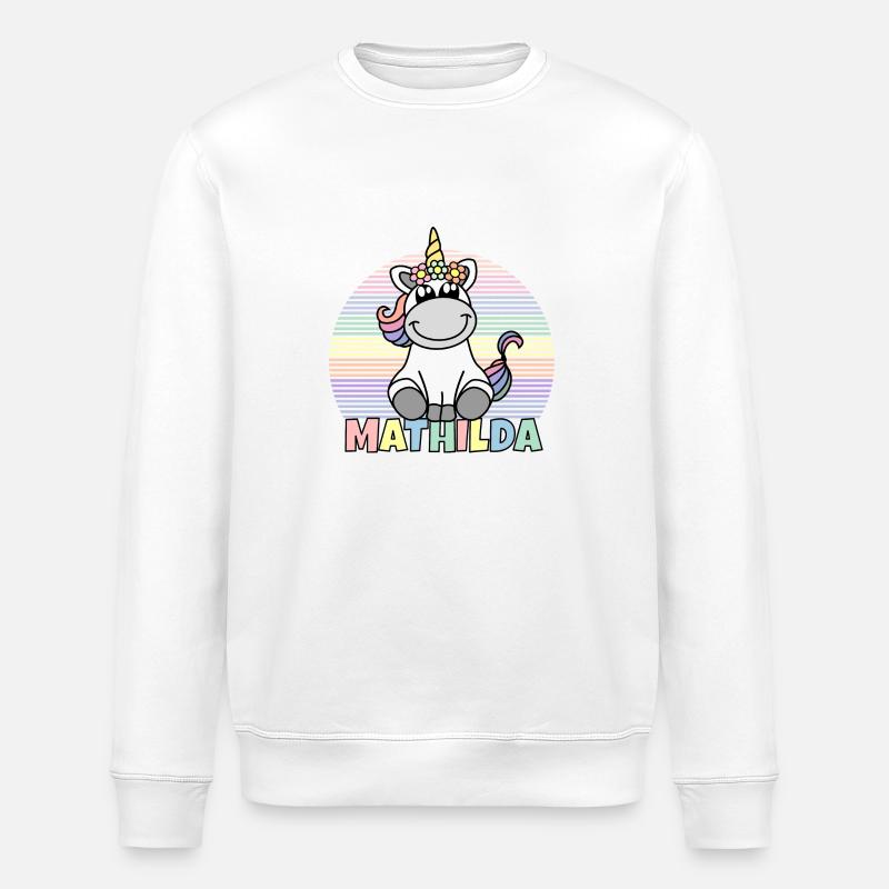 Mathilda Einhorn Name - Stanley/Stella Unisex Bio-Sweatshirt ROLLER - Weiß