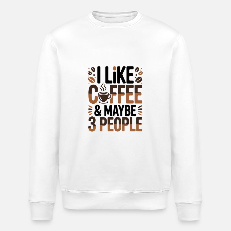 Café Introverti Dicton Café - Sweat bio ROLLER Stanley/Stella Unisexe - blanc