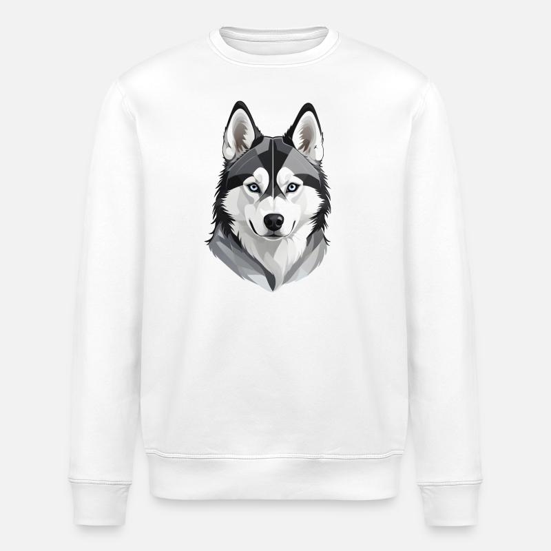 Niedlicher Husky-Kopf - Stanley/Stella Unisex Bio-Sweatshirt ROLLER - Weiß