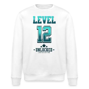 Level 12 freigeschaltet – Gamer Geburtstag - Stanley/Stella Unisex Bio-Sweatshirt ROLLER - Weiß - Vorne - Nik (191cm)