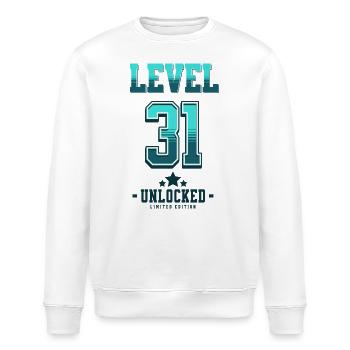 Level 31 Unlocked – Gamer's Birthday - Stanley/Stella ROLLER Unisex Organic Sweatshirt - white - Front - Nik (191cm)
