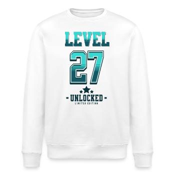 Niveau 27 débloqué – Anniversaire du joueur - Sweat bio ROLLER Stanley/Stella Unisexe - blanc - Devant - Nik (191cm)