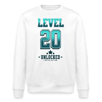 Level 20 freigeschaltet – Gamer Geburtstag - Stanley/Stella Unisex Bio-Sweatshirt ROLLER - Weiß - Vorne - Nik (191cm)