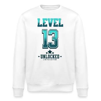 Level 13 freigeschaltet – Gamer Geburtstag - Stanley/Stella Unisex Bio-Sweatshirt ROLLER - Weiß - Vorne - Nik (191cm)