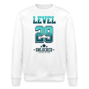Level 29 Unlocked – Gamer's Birthday - Stanley/Stella ROLLER Unisex Organic Sweatshirt - white - Front - Nik (191cm)