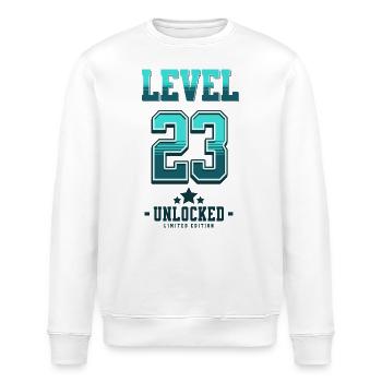 Niveau 23 débloqué – Anniversaire du joueur - Sweat bio ROLLER Stanley/Stella Unisexe - blanc - Devant - Nik (191cm)