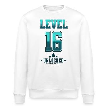 Niveau 16 débloqué – Anniversaire du joueur - Sweat bio ROLLER Stanley/Stella Unisexe - blanc - Devant - Nik (191cm)