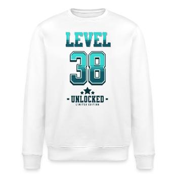 Niveau 38 débloqué – Anniversaire du joueur - Sweat bio ROLLER Stanley/Stella Unisexe - blanc - Devant - Nik (191cm)