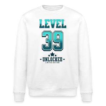 Niveau 39 débloqué – Anniversaire du joueur - Sweat bio ROLLER Stanley/Stella Unisexe - blanc - Devant - Nik (191cm)