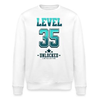 Niveau 35 débloqué – Anniversaire du joueur - Sweat bio ROLLER Stanley/Stella Unisexe - blanc - Devant - Nik (191cm)