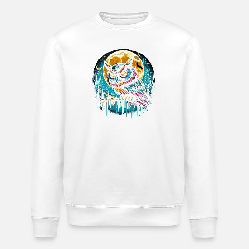 Chouette dans la nuit - Sweat bio ROLLER Stanley/Stella Unisexe - blanc