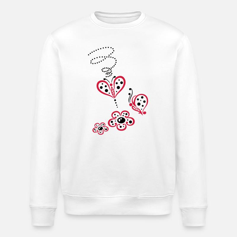 Bunte Schmetterlinge mit Blumen, Sommerwiese - Stanley/Stella Unisex Bio-Sweatshirt ROLLER - Weiß