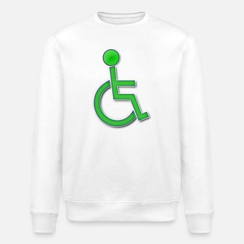 Symbole du fauteuil roulant vert # - Sweat bio ROLLER Stanley/Stella Unisexe - blanc
