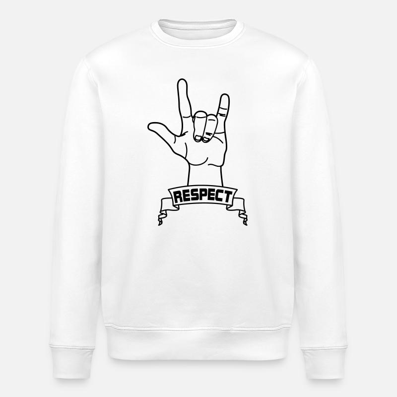 Handgeste Respekt mit Text RESPEKT - Stanley/Stella Unisex Bio-Sweatshirt ROLLER - Weiß