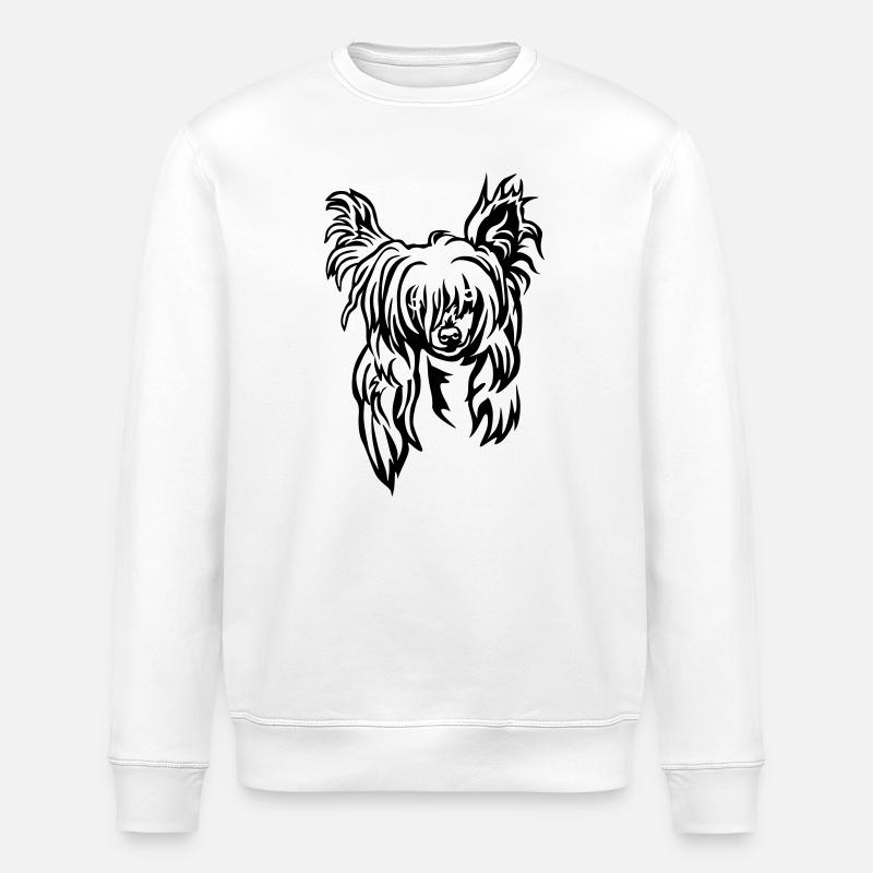 Chinese Crested Head - Stanley/Stella ROLLER Unisex Organic Sweatshirt - white