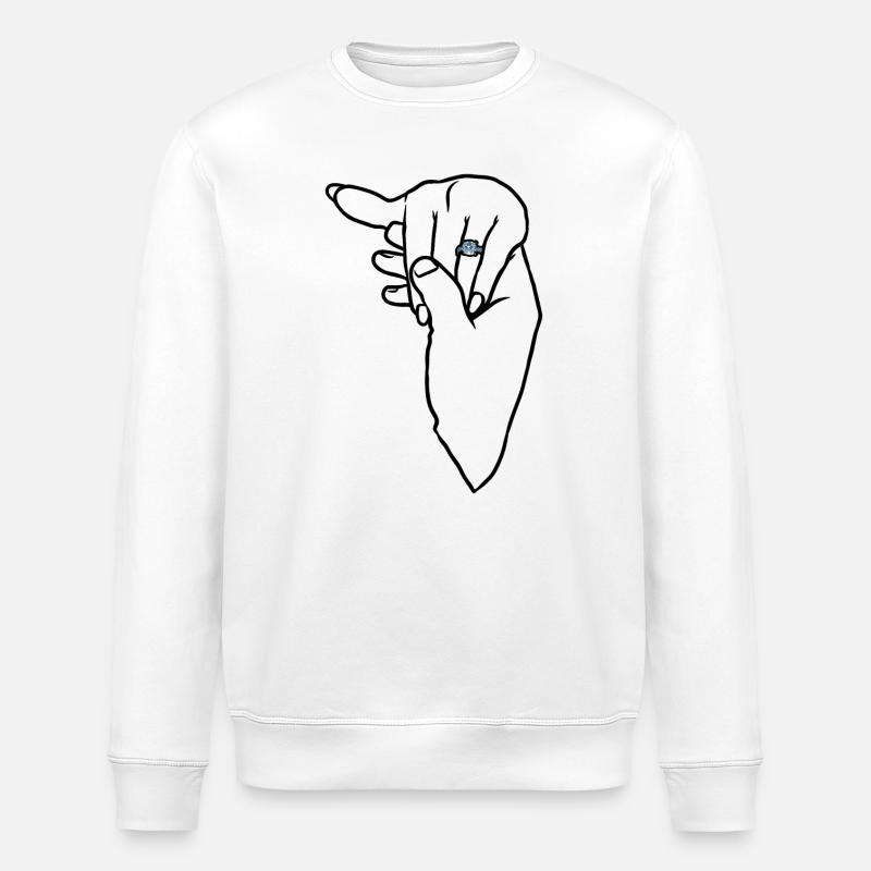 Verlobungs-Ehering-Hand - Stanley/Stella Unisex Bio-Sweatshirt ROLLER - Weiß
