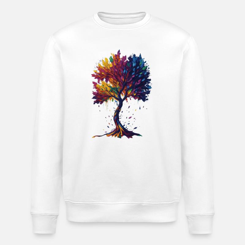 Livets træ - Stanley/Stella økologisk unisex-sweatshirt ROLLER - hvid