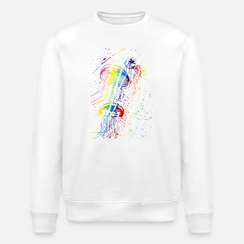 Bunte Quallen - Stanley/Stella Unisex Bio-Sweatshirt ROLLER - Weiß