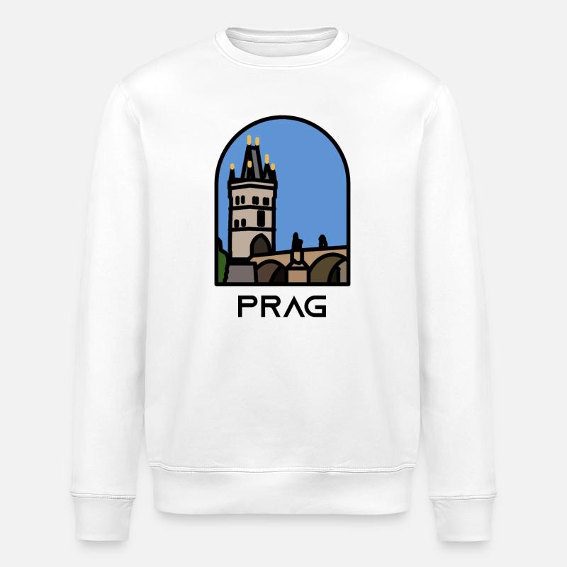 Prag - Karlsbrücke - Altstädter Brückenturm - Stanley/Stella Unisex Bio-Sweatshirt ROLLER - Weiß