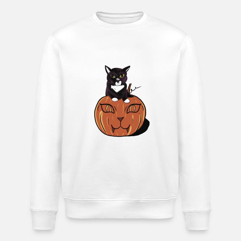 Chat noir d’Halloween - Sweat bio ROLLER Stanley/Stella Unisexe - blanc