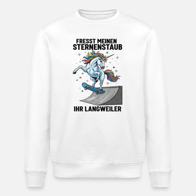 Skateboard-Einhorn - Stanley/Stella Unisex Bio-Sweatshirt ROLLER - Weiß