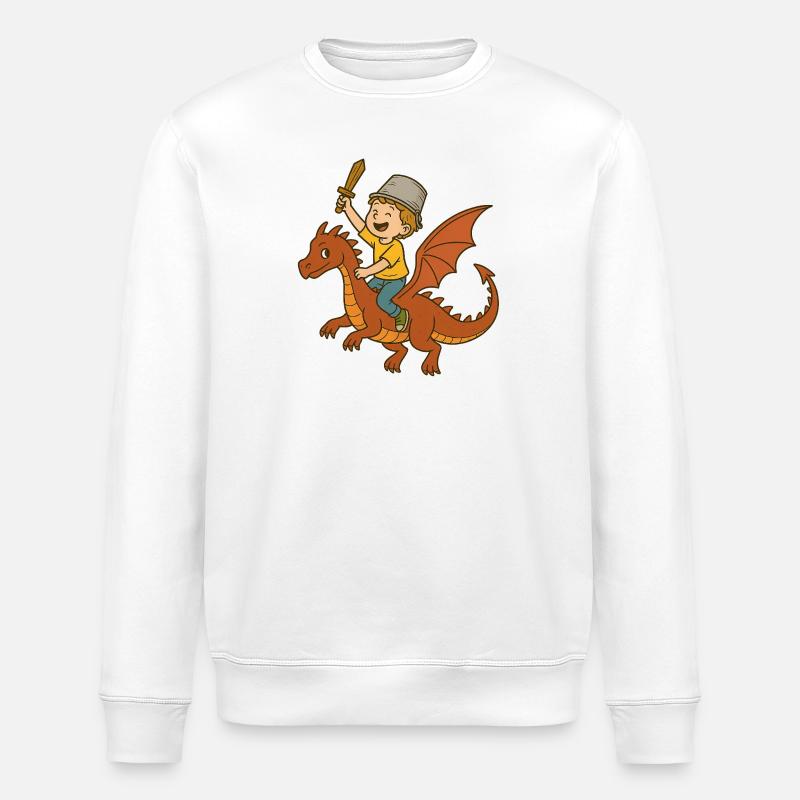 Junge Drachenritter mit Schwert - Stanley/Stella Unisex Bio-Sweatshirt ROLLER - Weiß
