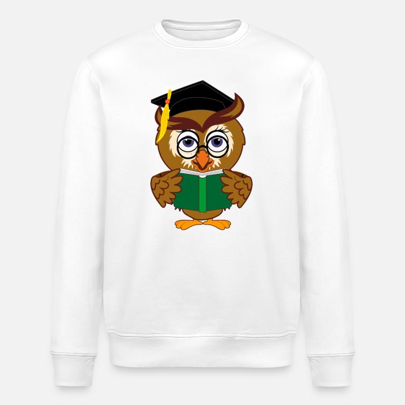 Hibou de lecture avec Smart Book - Sweat bio ROLLER Stanley/Stella Unisexe - blanc