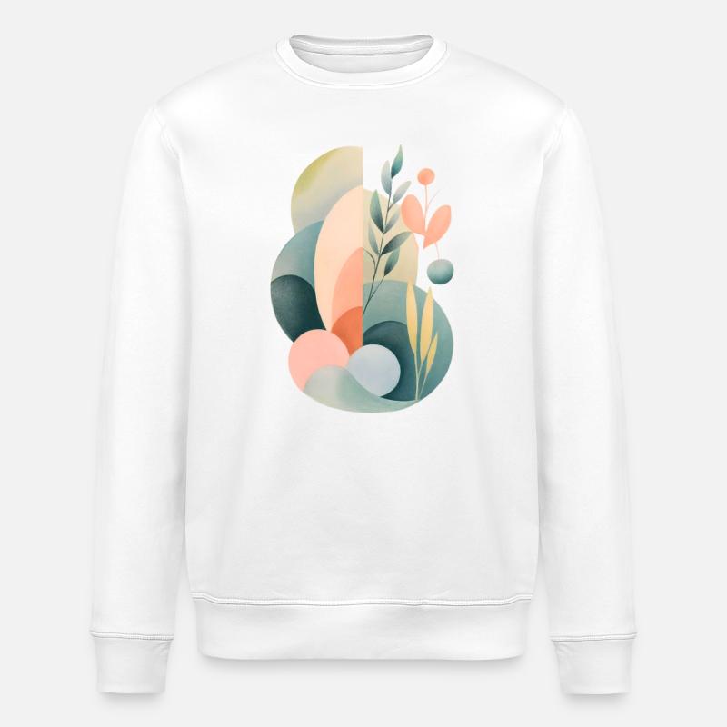 Pastell Abstrakte Flora Komposition - Stanley/Stella Unisex Bio-Sweatshirt ROLLER - Weiß
