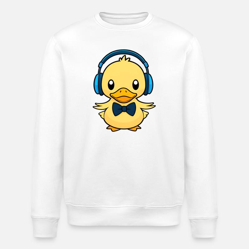 Niedliche Ente mit Kopfhörern - Stanley/Stella Unisex Bio-Sweatshirt ROLLER - Weiß