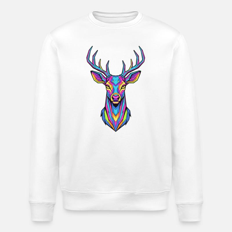 Neon Geweih-Kunstwerk Hirsch - Stanley/Stella Unisex Bio-Sweatshirt ROLLER - Weiß