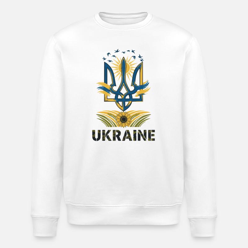 Trident symbolique avec soleil et oiseaux - Sweat bio ROLLER Stanley/Stella Unisexe - blanc