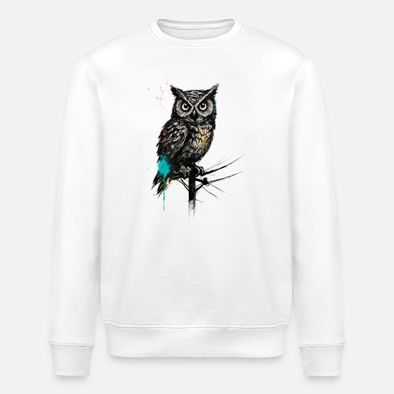 NightOwl avec des éclaboussures de peinture - Sweat bio ROLLER Stanley/Stella Unisexe - blanc