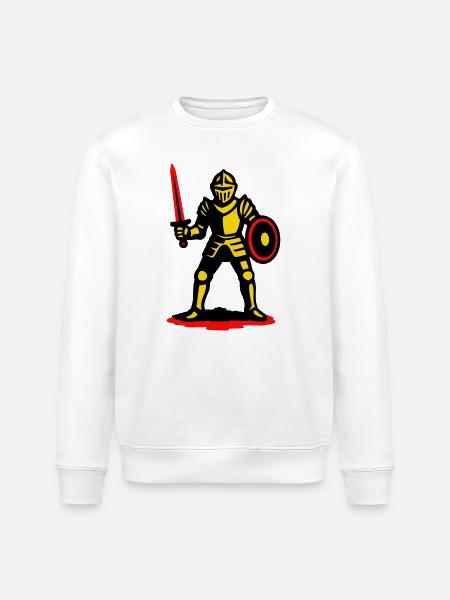 Yellow Knight with Red Sword - Stanley/Stella ROLLER Unisex Organic Sweatshirt - white