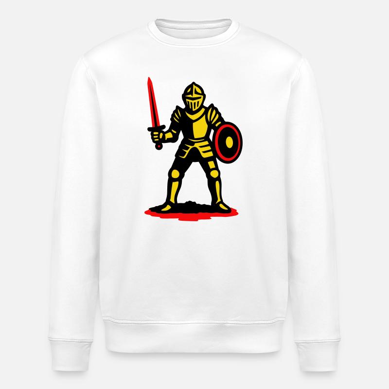 Yellow Knight with Red Sword - Stanley/Stella ROLLER Unisex Organic Sweatshirt - white