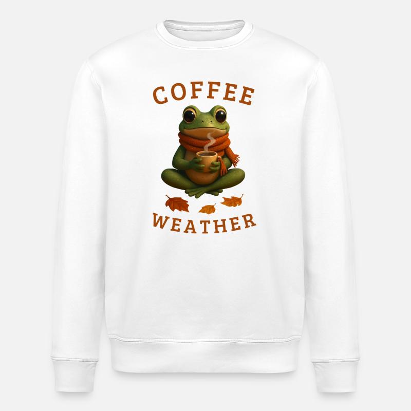 Herbstfrosch Frosch mit Kaffee Herbst Geschenkidee - Stanley/Stella Unisex Bio-Sweatshirt ROLLER - Weiß