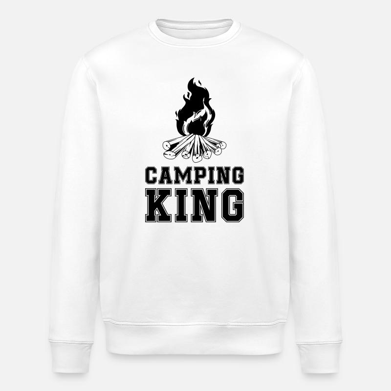 Camping King Campfire - Stanley/Stella ROLLER Unisex Organic Sweatshirt - white