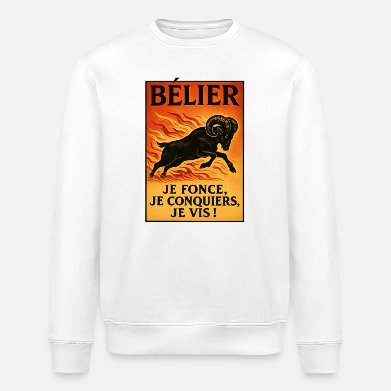Widder Sternzeichen - Astrologie - Stanley/Stella Unisex Bio-Sweatshirt ROLLER - Weiß
