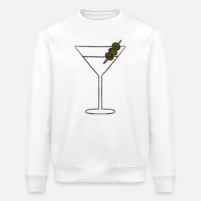 Olive Skewered Martini Silhouette - Stanley/Stella ROLLER Unisex Organic Sweatshirt - white