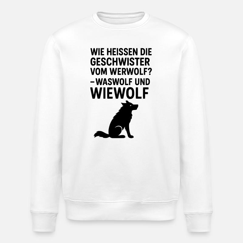 Werewolf Funny Saying Kids Elementary School - Stanley/Stella ROLLER Unisex Organic Sweatshirt - white