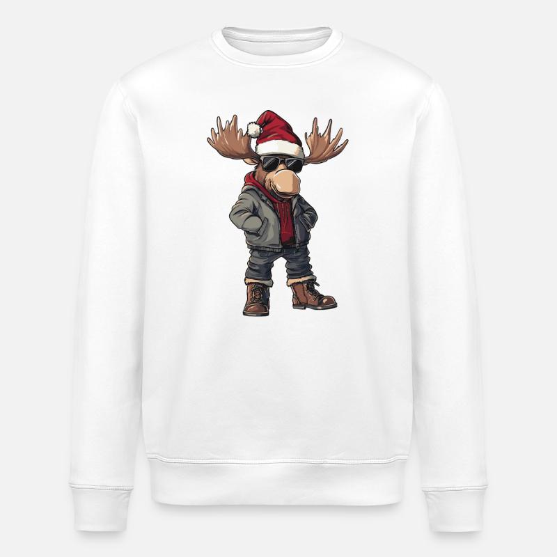 Elch Weihnachten Winter - Stanley/Stella Unisex Bio-Sweatshirt ROLLER - Weiß
